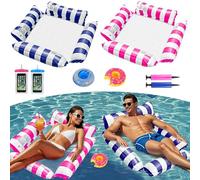 FALUCKYY 2 Pack Pool Float Water Hammock, 4-in-1 Inflatable Pool Floats Hammock,Multi-Purpose Pool Floats with Cup Holders for Summer Swimming Pool Beach