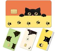 Falueqg Black Cat Credit Card Skin - 4 Pcs Funny Black Cat Debit Skin Stickers Funny Cartoon Animals Design Credit Decal Cover Set for Transportation Key Debit Bus Cards
