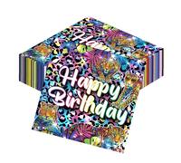Falueqg Rainbow Cheetah Party Napkins Decorations - 50 Pcs Neon Leopard Cocktail Paper Napkins Disposable Cheetah Print Decorations for Jungle Animal Theme Birthday Party Supplies