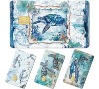 Falueqg Sea Turtles Credit Card Skin - 4 Pcs Summer Sea Turtle Debit Skin Stickers Ocean Animals Design Credit Decal Cover Set for Transportation Key Debit Bus Cards