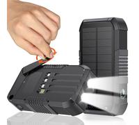 FALUOSHI Solar Power Bank, 66800mAh, Hand Crank, 22.5W USB-C Fast Charging, 6 Outputs & 4 Inputs, SOS/Strobe/Compass, for Camping/Hiking/Trips (Black)