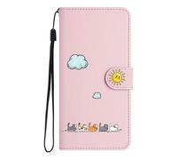 FALUWONRU Case for iPhone 17,Colorful Cute Cats Leather Flip Phone Case Wallet Cover with Creative Magnetic Protective Shockproof TPU Shell,Kickstand,Card Slots - Pink
