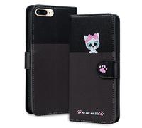 FALUWONRU Flip Case for Samsung Galaxy S25 FE 5G Cute Cat Animal Cartoon Phone Case with Card Holder Card Slot Wallet and Wrist Strap Standing Function Cover Case for Girly,Black&Dark Grey