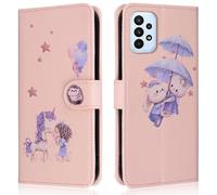 FALUWONRU for Samsung Galaxy A52 4G/A52 5G/A52s 5G Cartoon Card Slot Wallet Phone Case, Standing Shockproof Flip Case with Card Holder Cute Unicorn Rabbit Cat Hedgehog balloons Cover for Women,Pink