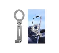 FALVFUN Car Phone Holder, 360° Rotatable Magnetic Hands-Free Vehicle Dashboard Cellphone Clamp Mount, Foldable Automotive Smartphone Holder for Travel, Universal for SUV, Truck, RV (Silver)