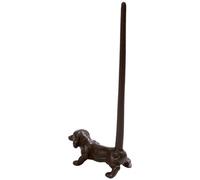 Falyrex Dog Toilet Roll Holder Freestanding Cast Iron Stand for Bathroom | Retro Industrial Style, Matte Black Finish, Novelty Dog Design, Countertop Use, Hand-Polished Surface, 14.5 × 7.5 × 31 cm