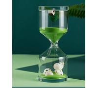 Falytemow 30 Minutes Hourglass with Green Farm Sand Timer Cute Cow Desktop Decoration for Kitchen School Teaching