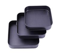 Falytemow Cake Tin Set 3 pcs Nonstick Springform Pan with Removable Bottom Cake Molds of Square Leakproof Cheesecakes Pan Bakeware Set (Gray-Square, 18 cm, 20 cm, 22 cm)