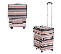 Falytemow Collapsible Utility Cart Foldable Reusable Shopping Trolley Bag with Wheels and Telescoping Handle Waterproof Oxford Fabric Folding Grocery Cart for Women or Men Travel Home Kitchen