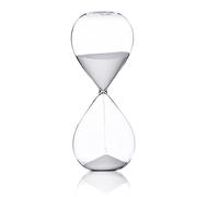Falytemow Hourglass Sand Timer Glass Sand Timer Egg Hourglass for Kitchen Brushing Teeth School Teaching (White, 60 Minutes)