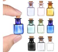 Falzqq 9 Pack Mini Glass Bottles with Cork Stoppers Colored Tiny Spell Jars 2mL Mini Potion Bottles Small Wishing Bottle Decorative Bottle for Party Wedding Decorations