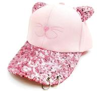 Fam and Pal I Girls Baseball Summer Cap I 3 Adjustable Sizes I Kids Sunshade Hat I Kitty Face I Metal Rings I Brand Quality I Fits Ages 4-9 | 6-12 I 10-14 Years I (UK, Age, 6 Years, 12 Years) Pink