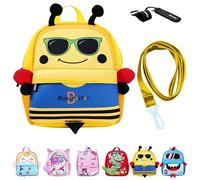 Fam and Pal I Neoprene 3D Bee Toddler Backpack for Boys I Includes Safety Rein Strap, Chest Buckle & PU leather Stroller Loop I Nursery & Preschool bags for kids I Suitable for 0-4 Years I