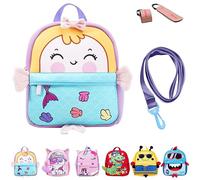 Fam and Pal I Neoprene 3D Mermaid Toddler Backpack for Girls I Includes Safety Rein Strap, Chest Buckle & PU leather Stroller Loop I Preschool & Nursery Bag for kids I Suitable for 0-4 Years I