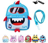 Fam and Pal I Neoprene 3D Shark Toddler Backpack for Boys I Includes Safety Rein Strap, Chest Buckle & PU leather Stroller Loop I Nursery & Preschool bags for kids I Suitable for 0-4 Years I