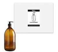 Fam Organic 1000ml/35oz Amber Brown Glass Soap Dispenser Bottle with Black Plastic Pump - Refillable for Lotion, Shampoo, Conditioner, Body Wash, Hand Wash, Liquid Toiletries - BPA Free (1x 1000ml)
