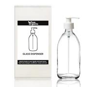 Fam Organic 300ml Clear Glass Bottle with Plastic Pump Soap Dispenser Refillable for Lotion, shampoo, conditioner, Body wash, Hand Wash. BPA Free - Eco Friendly (Clear 300ml - White Pump - Pack of 1)