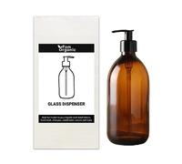 Fam Organic 500ml/17oz Amber Brown Glass Soap Dispenser Bottle with Black Plastic Pump - Refillable for Lotion, Shampoo, Conditioner, Body Wash, Hand Wash, Liquid Toiletries - BPA Free (1x 500ml)