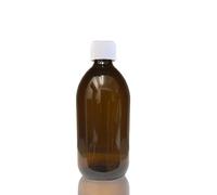 Fam Organic 500ml Amber Glass Bottles with white Medicap lids - CRP Cap, Child resistant closure, refillable, reusable, BPA Free strong Medical Medicine Bottle (Pack of 1)
