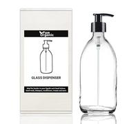 Fam Organic 500ml Clear Glass Bottle with Plastic Pump Refillable Soap Dispenser for Lotion, shampoo, conditioner, Body wash, Hand Wash. BPA Free - Eco Friendly (Clear 500ml - Black Pump - Pack of 1)