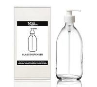 Fam Organic 500ml Clear Glass Bottle with Plastic Pump Soap Dispenser Refillable for Lotion, shampoo, conditioner, Body wash, Hand Wash. BPA Free - Eco Friendly (Clear 500ml - White Pump - Pack of 1)