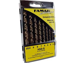 FAMAG 1594838 8pcs HSS-Ground Brad Point Drill Bit Set in Plastic Case