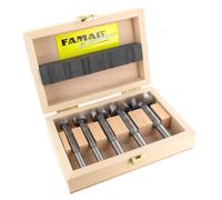 FAMAG Super Forstner Drill Bit Set Classic WS with Diameter 15, 20, 25, 30, 35 mm in Wooden Box 5-Piece