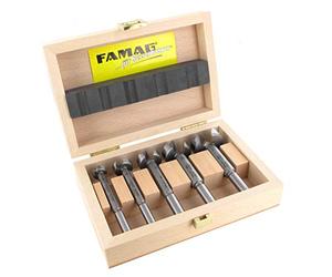 FAMAG Super Forstner Drill Bit Set Classic WS with Diameter 15, 20, 25, 30, 35 mm in Wooden Box 5-Piece