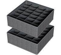 FAMALAHEE 2Pack Drawer Organizer Divider, Foldable Closet Storage Organiz`er Basket, and Fabric Organization Bins for Clothes, Socks, Underwear, Bras, Ties, Accessories, (Dark Gray)
