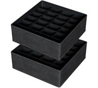 FAMALAHEE 2Pack Drawer Organizer Divider, Foldable Closet Storage Organiz`er Basket, and Fabric Organization Bins for Clothes, Socks, Underwear, Bras, Ties, Accessories, (Black)