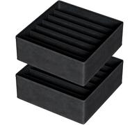 FAMALAHEE 2Pack Drawer Organizer Divider, Foldable Closet Storage Organizer Basket, and Fabric Organization Bins for Clothes, Socks, Underwear, Bras, Ties, Accessories, (Black)