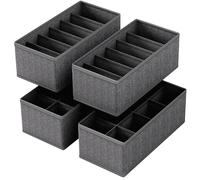 FAMALAHEE 4 PACK Sock Underwear Drawer Organizer Dividers, Collapsible Cabinet Closet Storage Boxes for Clothes, Socks, Lingerie, Underwear, Tie, Belt,Bedroomedroom