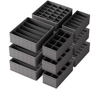 FAMALAHEE Drawer Organizer Divider Foldable Closet Storage Organizer Basket, and Fabric Organization Bins for Clothes, Underwear, Bras, Ties, Accessories, Socks 12 Pack