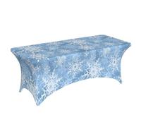 Famame Beautiful Snowflakes Winter Pattern Rectangular Fitted Tablecloth- 6Ft Stretch Spandex Table Covers Patio Design Tablecloths for Wedding Banquet Party (72Lx30Wx30H)