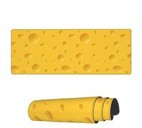 Famame Laptop Mouse Pad Cheese Texture 3D Funny Food Desk Mat with Stitched Edges 31.5X 11.8 inch Non-Slip Large Keyboard Rubber Writing Table Mat for Office Home