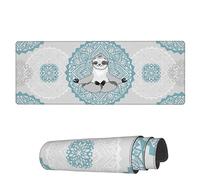 Famame Laptop Mouse Pad Mandalas Yoga Sloth Pattern Desk Mat with Stitched Edges 31.5X 11.8 inch Non-Slip Large Keyboard Rubber Writing Table Mat for Office Home