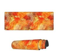 Famame Laptop Mouse Pad Orange Marble Gold Liquid Desk Mat with Stitched Edges 31.5X 11.8 inch Non-Slip Large Keyboard Rubber Writing Table Mat for Office Home