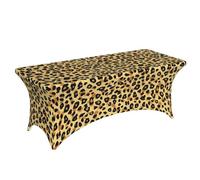 Famame Vintage Leopard Skin Print Rectangular Fitted Tablecloth- 6Ft Stretch Spandex Table Covers Patio Design Tablecloths for Wedding Banquet Party (72Lx30Wx30H)