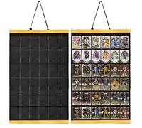 Famaster 36 Cards Display Case - 35PT Graded Sports Card Frame - with PVC Protection & Clear View for Baseball Football Basketball Trading Card Wall Display, Natural