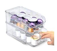 Famaster Clear Coffee Pod Holder for Counter, Transparent Coffee Pod Drawer for K Cups, Coffee Pod Storage Organizer Compatible with Nespresso Vertuo 38 Large or 52 Small Pods & Keurig Pods, 2 Tiers