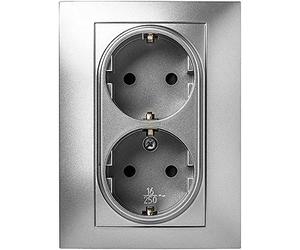 FAMATEL - Double Base | Recessed Socket | Habitat 15 Series | Easy Installation | High Water Tightness of the Product | Free of allergens | Child Protection | TT | 16A | 250V | Aluminium