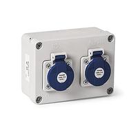 FAMATEL - IP54 Waterproof Box | 2 sockets | 2P+TTL | 16A | 250V | Blue and Red