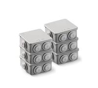 FAMATEL Pack of 6 Waterproof Boxes (3002) | Waterproof IP65 | 90 x 90 x 42 mm | With Cones | Snap Lid | Easy Assembly | High Impact Resistance | Grey