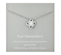 Famdecor Gifts for Great Grandma Necklace Four Generations Gifts Rhinestone Knot Necklace for Great Grandma Christmas Holiday Mothers Day Birthday