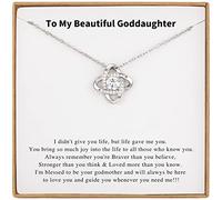Famdecor Goddaughter Godmother Necklace Sterling Silver Rhinestone Knot Necklace Gift for Birthday, Christmas
