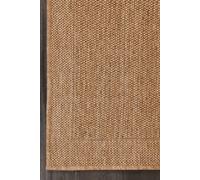 Fame Rugs Natural Indoor Outdoor Entryway Mat - Jute Look Modern Bordered Textured Flatweave - for Entrance, Bathroom, Farmhouse Boho Neutral Doormat Decor (2'x3' Tan/Brown)