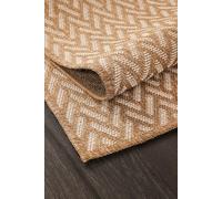 Fame Rugs Natural Indoor Outdoor Entryway Mat - Jute Look Modern Chevron Herringbone Pattern Flatweave - for Entrance, Bathroom, Farmhouse Boho Neutral Doormat Decor (2'x3' Tan/White)