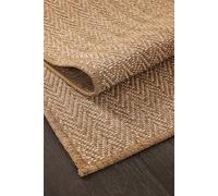 Fame Rugs Natural Indoor Outdoor Entryway Mat - Jute Look Modern Chevron Herringbone Pattern Flatweave - for Entrance, Bathroom, Farmhouse Boho Neutral Doormat Décor (2'x3' White/Tan)
