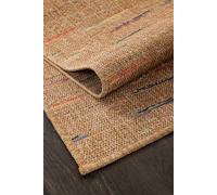 Fame Rugs Natural Indoor Outdoor Entryway Mat - Jute Look Modern Colorful Striped Pattern Flatweave - for Kids Room, Entrance, Bathroom, Farmhouse Boho Neutral Decor (2'x3' Tan/Multi)