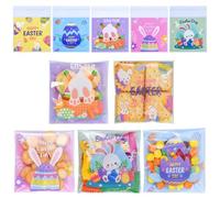 FamEaze Easter Cellophane Bags, 100 PCS Easter Cellophane Treat Bags Self Adhesive Clear Cookie and Candy Bags for Easter Party Favors Supplies, 4 * 4 Inches (5 Style)